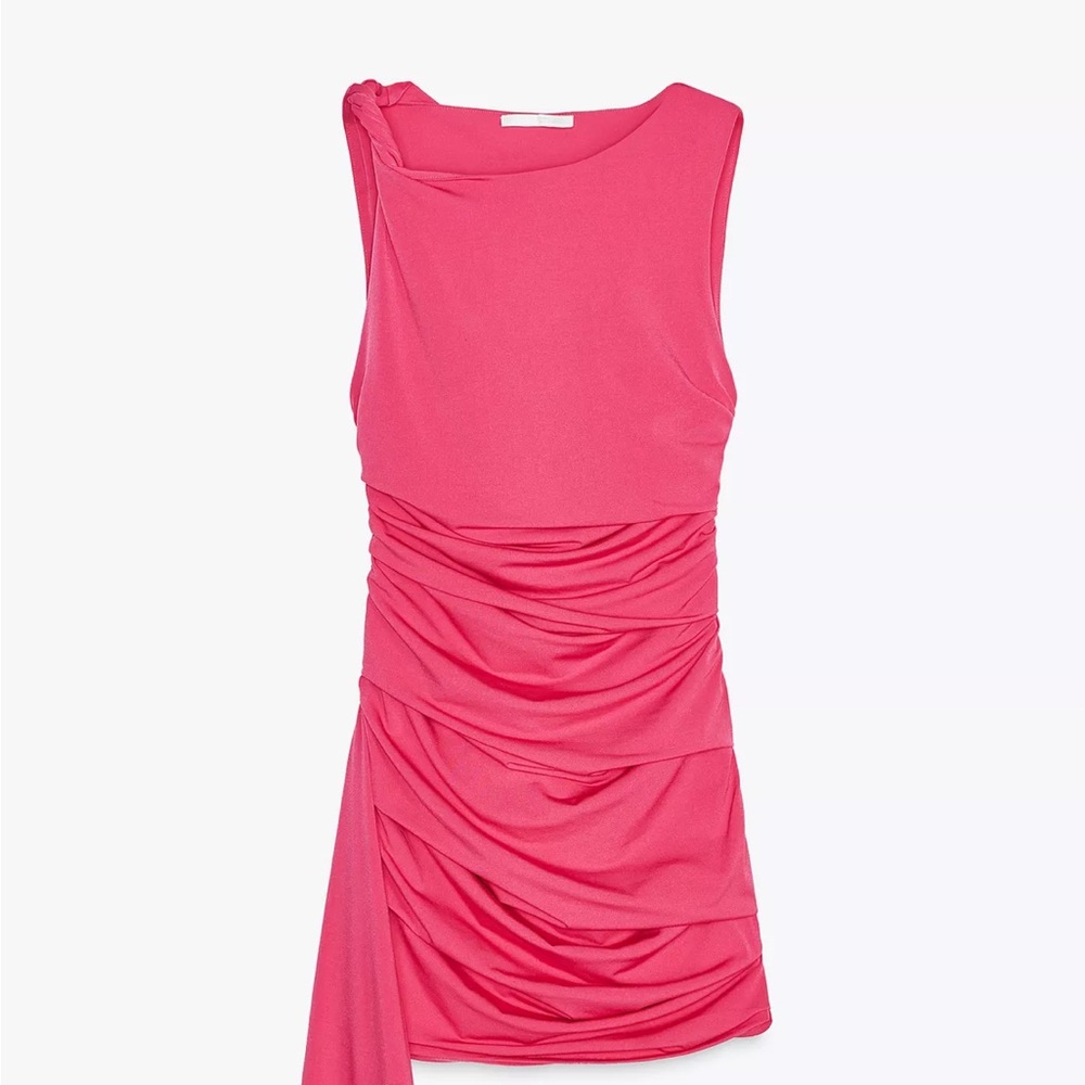 ZARA Rutched Fuchsia Dress